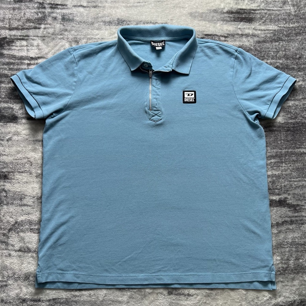 Men's Diesel Blue Zip Shirt T Harry Short Sleeve Polo Size 2XL